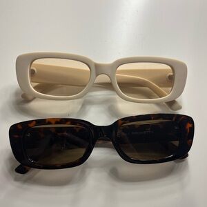 Amazon Women's Cream and Tortoiseshell Sunglasses